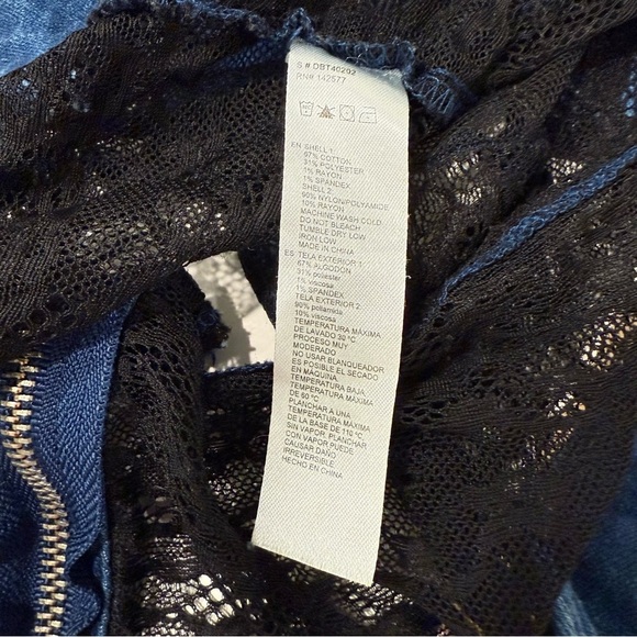 Denim and Black Lace Women's Top Corset Size Large Festival Boho Chic Edgy - Picture 4 of 6